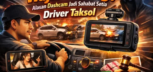 Kamera dashcam terpasang di kaca depan mobil taksi online