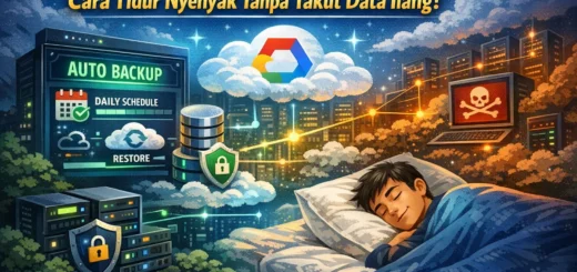 ilustrasi proses backup data server cloud ke storage aman