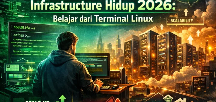 terminal linux debian di monitor menampilkan sistem optimasi hidup 2026